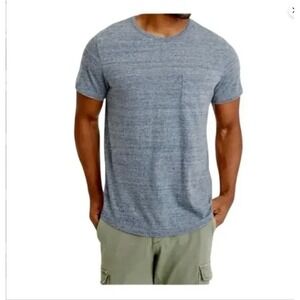 Marine Layer Re-Spun Saddle Hem Pocket Tee Heather Blue Men's L Recycled T-shirt